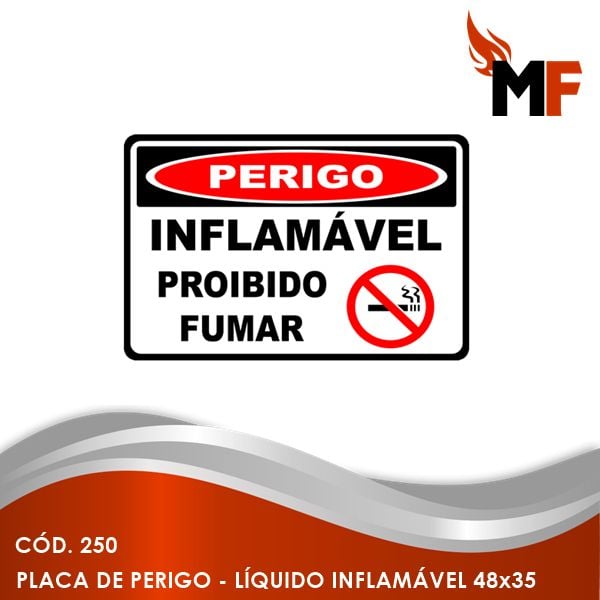 Placa de Perigo Líquido Inflamável 48x35