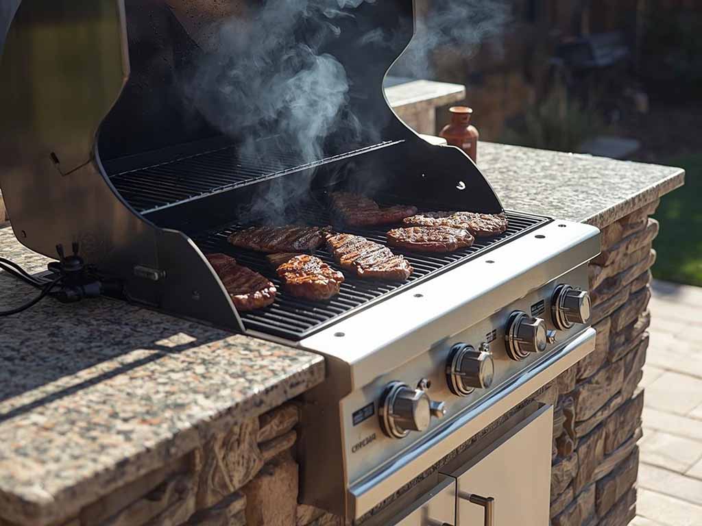 Churrasqueira revestida em granito natural